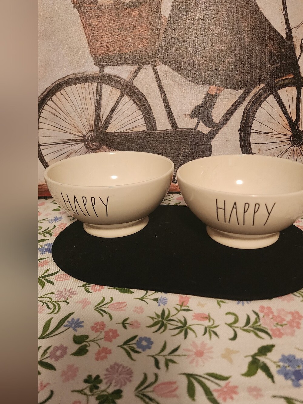 Rae Dunn "Happy" Ceramic Serving Bowls - Set of 2